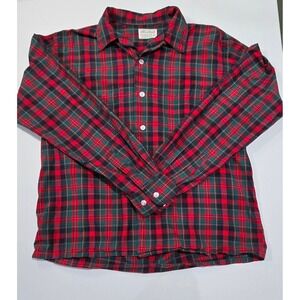 Vintage Pennleigh Mens Plaid Button Down Long Sleeve Cotton Shirt‎